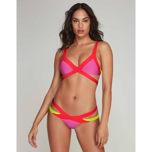 Agent Provocateur Mazzy Red Pink Bikini Set 4/2 NWT - Picture 4 of 11
